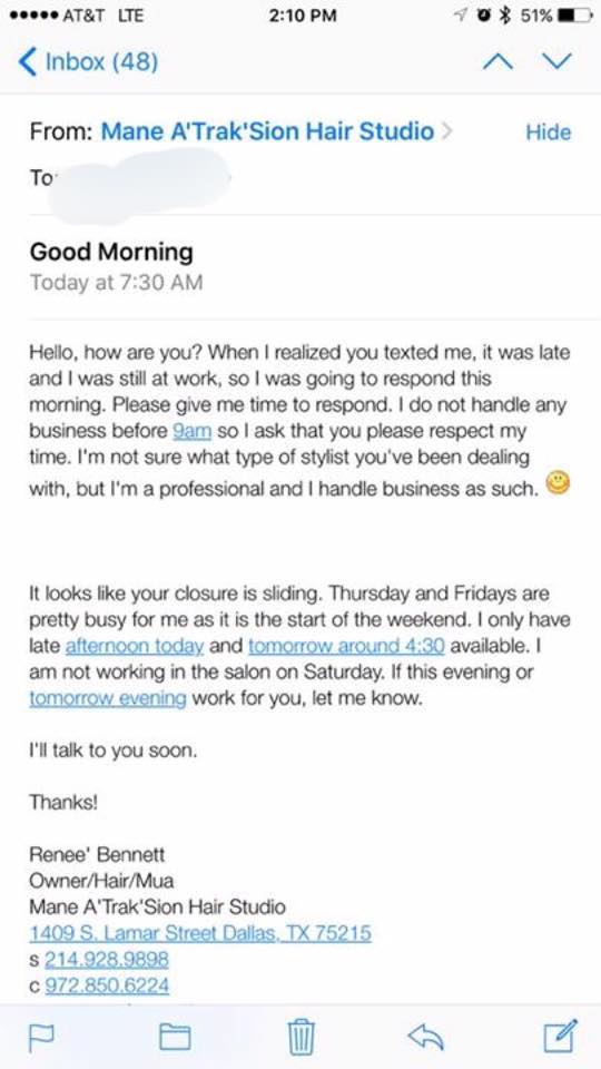 Bad Customer Service email